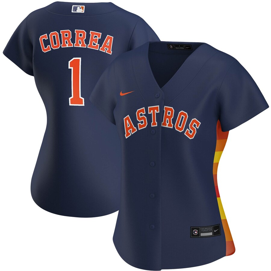 Houston Astros 1 Carlos Correa Nike Women Alternate 2020 MLB Player Jersey Navy